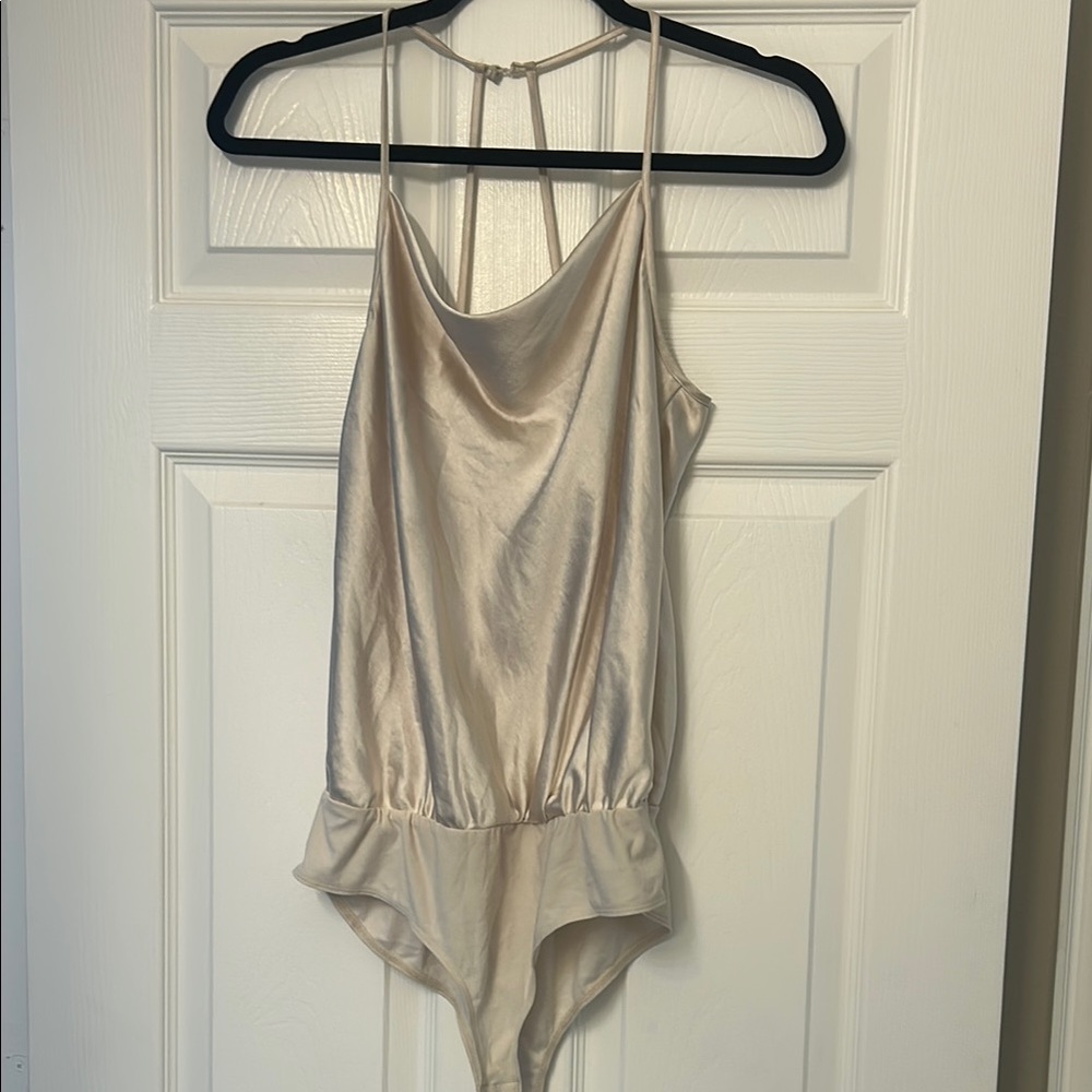 Chic Cream Satin Bodysuit